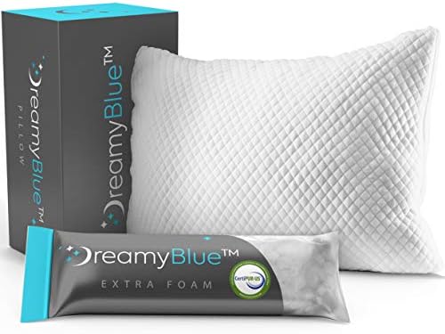כרית פרימיום כחולה חלומית לשינה-מילוי קצף זיכרון מגורר [לופט מתכוונן] כיסוי רחיץ מבמבוק שמקורו זהורית-לישני